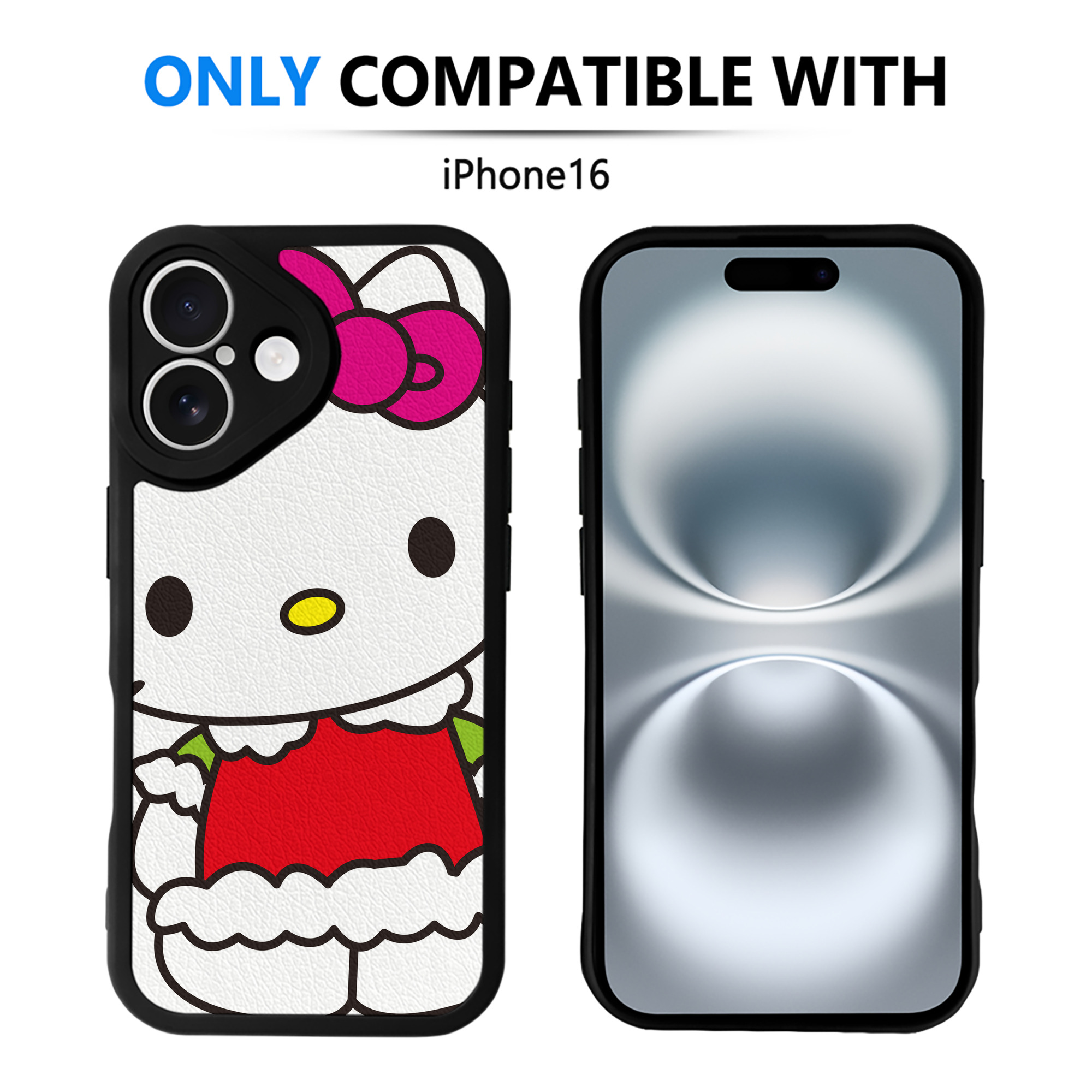 （画像用） Hello Kitty ハローキティ 【iPhone 16シリーズ対応】シリコンスマホケース（レザー調） 材質：シリコン